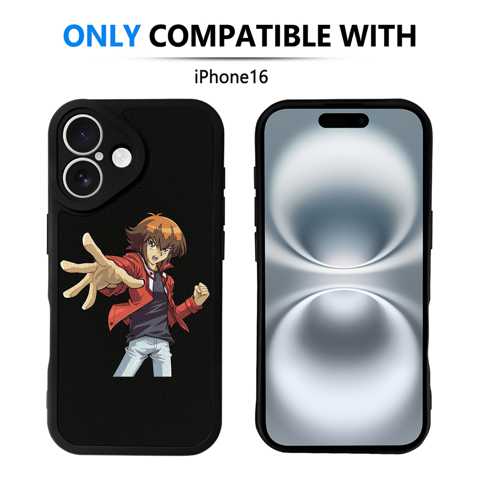 （画像用） 遊☆戯☆王 Yu-Gi-Oh! 【iPhone 16シリーズ対応】シリコンスマホケース（レザー調） 材質：シリコン